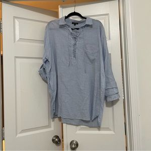 Striped Lace Up Long Sleeve Tunic